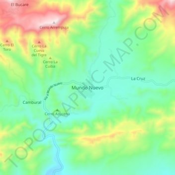 Topografische Karte Mundo Nuevo, Höhe, Relief
