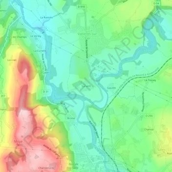 Topografische Karte Survent, Höhe, Relief