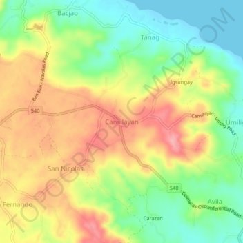 Topografische Karte Cansilayan, Höhe, Relief