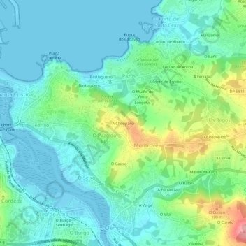 Topografische Karte A Choupana, Höhe, Relief
