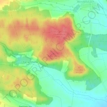 Topografische Karte Geslau, Höhe, Relief