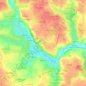 Topografische Karte Courcelle, Höhe, Relief