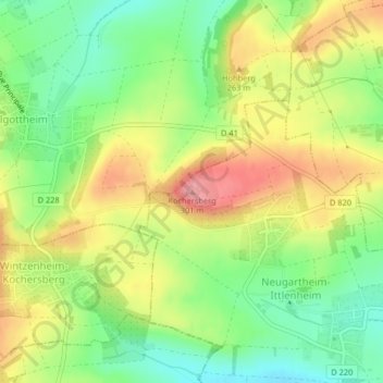 Topografische Karte Kochersberg, Höhe, Relief