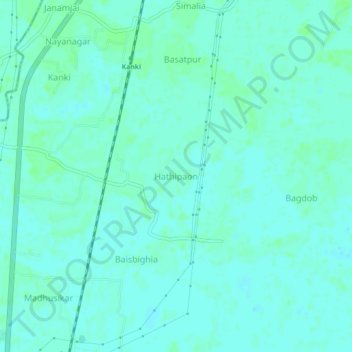 Topografische Karte Hathipaon, Höhe, Relief