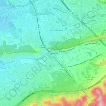 Topografische Karte Pas des Lanciers, Höhe, Relief