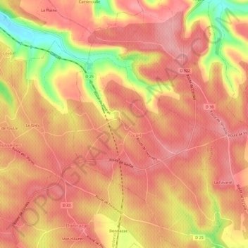 Topografische Karte Fiou, Höhe, Relief