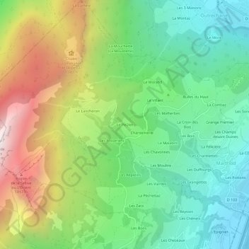 Topografische Karte Le Peûtet, Höhe, Relief
