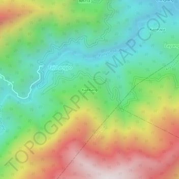 Topografische Karte Kambang, Höhe, Relief