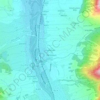 Topografische Karte Untersteinbach, Höhe, Relief