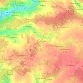 Topografische Karte La Vincendelière, Höhe, Relief