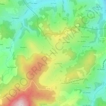 Topografische Karte La Plaine, Höhe, Relief