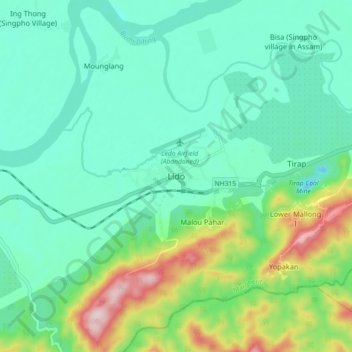 Topografische Karte Lido, Höhe, Relief