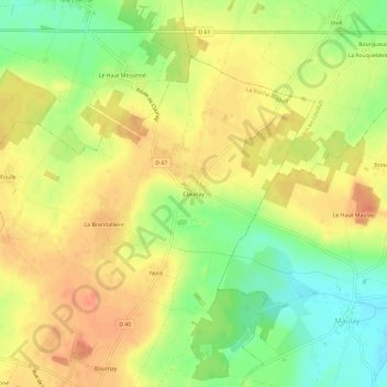 Topografische Karte Claunay, Höhe, Relief