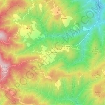 Topografische Karte Nusenna, Höhe, Relief
