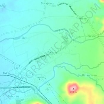 Topografische Karte Batang, Höhe, Relief