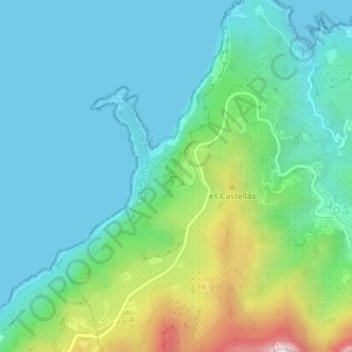 Topografische Karte Mirador de sa Foradada, Höhe, Relief