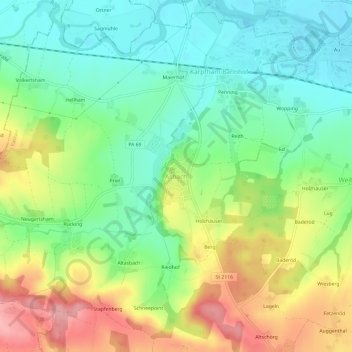 Topografische Karte Asbach, Höhe, Relief