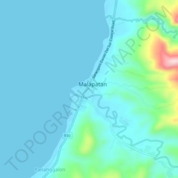 Topografische Karte Poblacion, Höhe, Relief