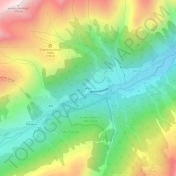 Topografische Karte Valzur, Höhe, Relief
