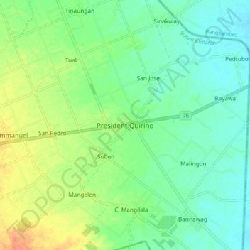Topografische Karte President Quirino, Höhe, Relief