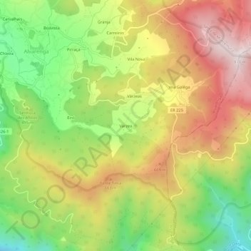 Topografische Karte Várzea, Höhe, Relief