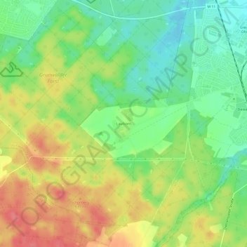 Topografische Karte Laufzorn, Höhe, Relief