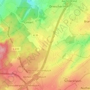 Topografische Karte Hitfeld, Höhe, Relief