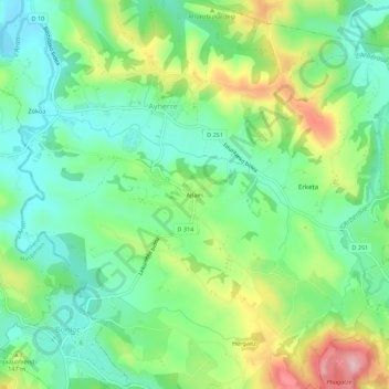 Topografische Karte Apairi, Höhe, Relief