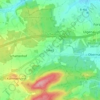 Topografische Karte Haag, Höhe, Relief