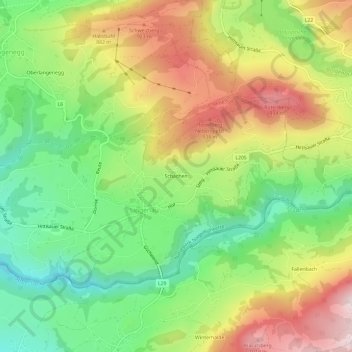 Topografische Karte Schachen, Höhe, Relief