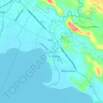 Topografische Karte Takungan, Höhe, Relief