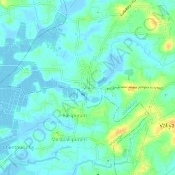 Topografische Karte Mala, Höhe, Relief