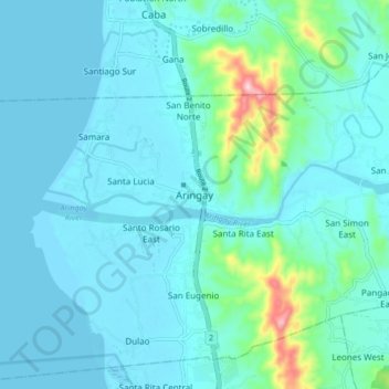 Topografische Karte Aringay, Höhe, Relief