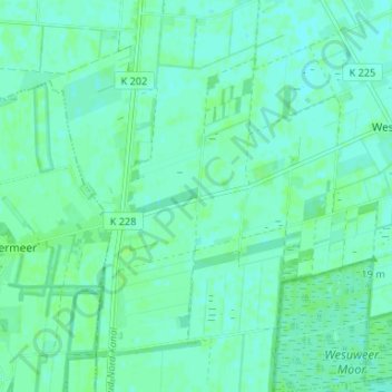 Topografische Karte Wesuwemoor, Höhe, Relief