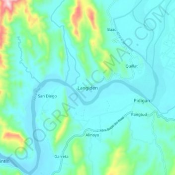 Topografische Karte Langiden, Höhe, Relief