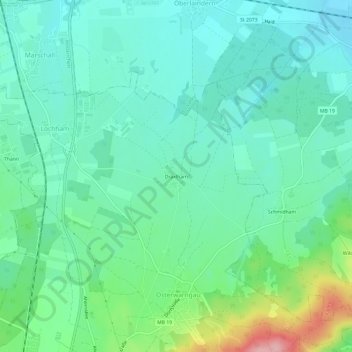 Topografische Karte Draxlham, Höhe, Relief