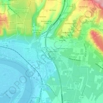 Topografische Karte Les Malfondières, Höhe, Relief
