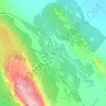 Topografische Karte Luosto, Höhe, Relief