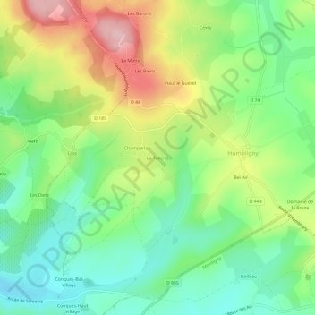 Topografische Karte La Tuilerie, Höhe, Relief