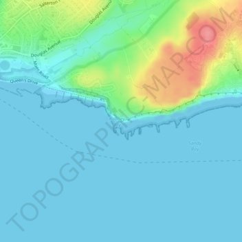 Topografische Karte Orcombe Point, Höhe, Relief
