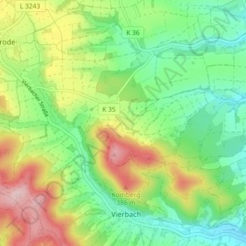 Topografische Karte Alberode, Höhe, Relief