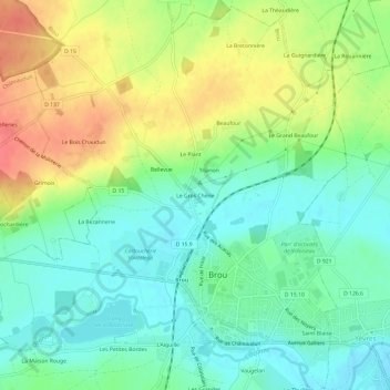 Topografische Karte Le Gros Chêne, Höhe, Relief
