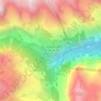 Topografische Karte Dormillouse, Höhe, Relief