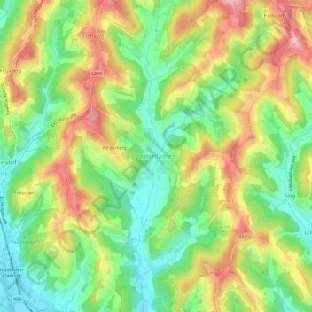 Topografische Karte Mitterfladnitz, Höhe, Relief