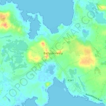 Topografische Karte Ballyconneely, Höhe, Relief