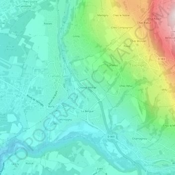 Topografische Karte Champ Molliaz, Höhe, Relief