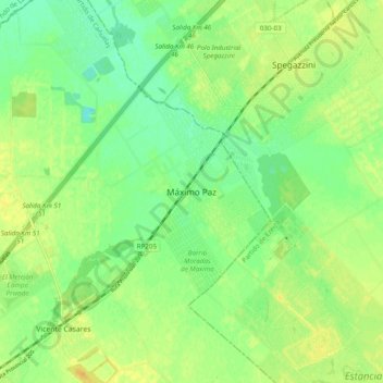Topografische Karte Máximo Paz, Höhe, Relief