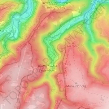 Topografische Karte Hirschrott, Höhe, Relief