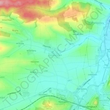 Topografische Karte Raipoltenbach, Höhe, Relief