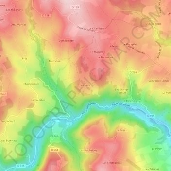 Topografische Karte Le Tillot, Höhe, Relief